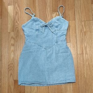 PrettyLittleThing Light Blue Denim Corset Dress